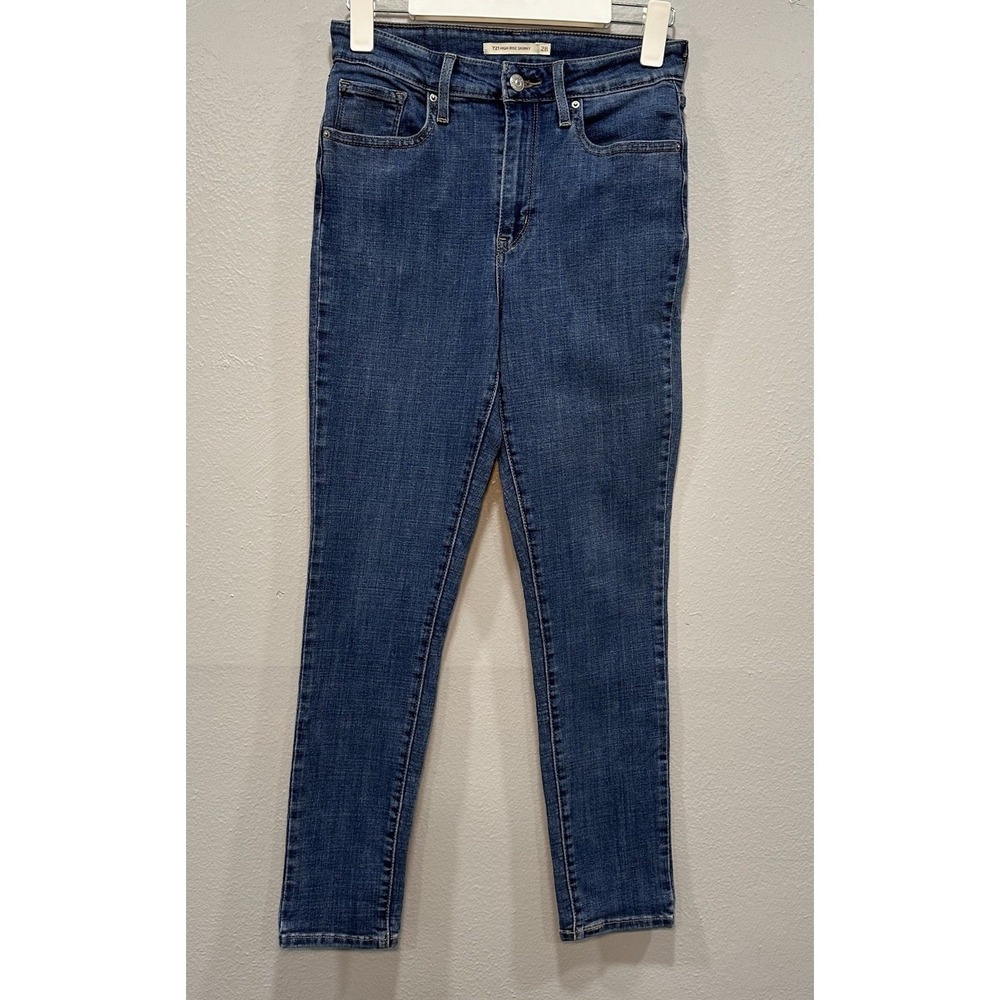 Levis 721 Denim Jeans Women Sz 28 Blue High Rise Skinny Stretch 5 Pocket Preppy